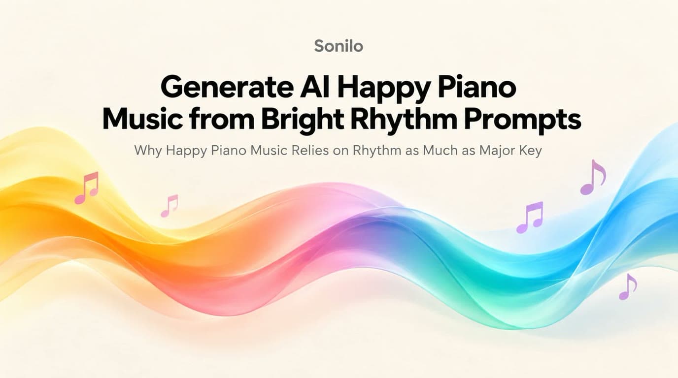 Generate AI Happy Piano Music from Bright Rhythm Prompts — Sonilo cover