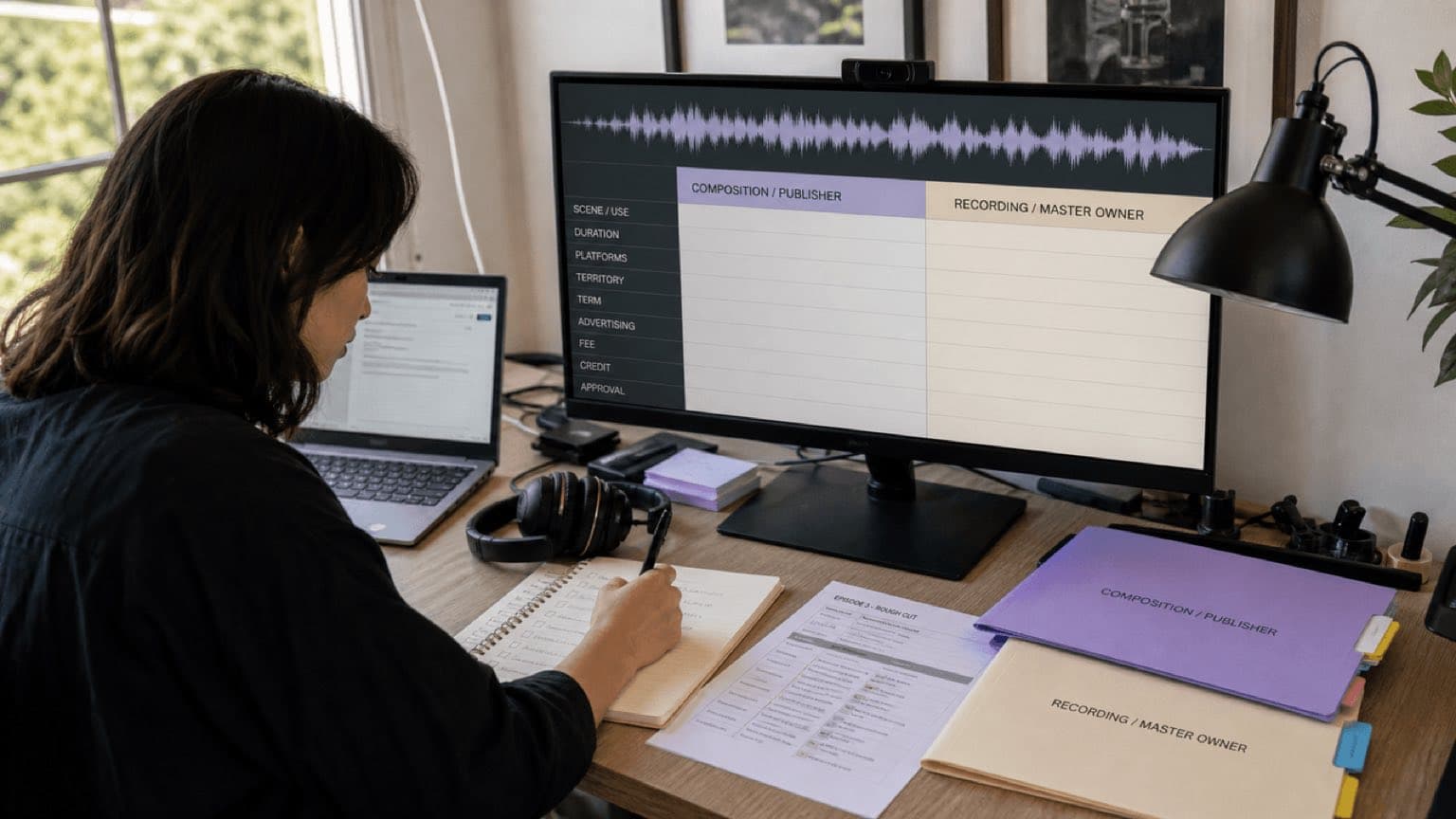 Coordinadora separa composición y master al preparar una solicitud de permiso