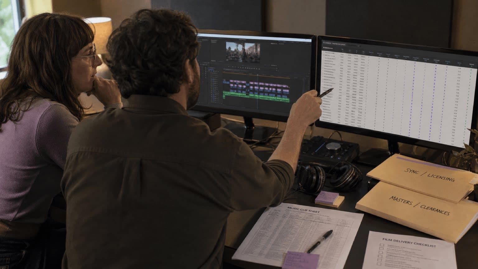 Producer y music supervisor comparan línea de tiempo de la película, hoja de repertorio y autorización matrix